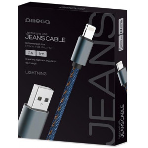 Omega OUFBB7LBL JEANS CABLE LIGHTNING TO USB 2A COPPER 1M BOX BLUE