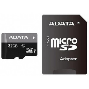 .32GB MicroSD (Class 10) UHS-I (U1) +SD adapter, ADATA Premier "AUSDH32GUICL10-RA1" (R/W:50/10MB/s)