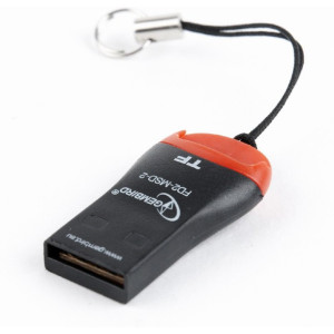Card Reader Gembird FD2-MSD-2, MicroSDHC, Key ring cord, Black/Orange, USB2.0