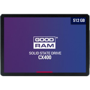2.5" SSD 512GB  GOODRAM CX400, SATAIII, Sequential Reads: 550 MB/s, Sequential Writes: 490 MB/s, Maximum Random 4k: Read: 77,500 IOPS / Write: 85,000 IOPS, Thickness- 7mm, Controller Phison PS3111-S11, 3D NAND TLC