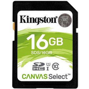  16GB Kingston Canvas Select SDS/16GB Secure Digital High-Capacity Card, 80MB/s, (Class 10 UHS-I) (card de memorie/карта памяти)
