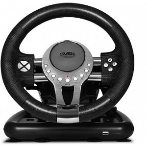   Wheel SVEN GC-W800, Racing Wheel, 2 motors for Vibration effects, Built-in Vibration feedback, Two axes, D-Pad, Tiptronic gear lever, 12 additional keys, pedals, USB (Windows, PS3, PS4, XBox One)