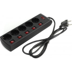 Фильтр импульсных помех SVEN SF-05PL 5 sockets with individual switches, Black, 1.8m (Priza cu protectie - prelungitor/basic surge protection)