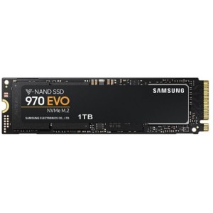 M.2 NVMe SSD 1.0TB  Samsung SSD 970 EVO, Interface: PCIe3.0 x4 / NVMe1.3, M2 Type 2280 form factor, Sequential Read: 3400 MB/s, Sequential Write: 2500 MB/s, Max Random 4k: Read /Write: 500,000/450,000 IOPS, Samsung Phoenix controller, 3D TLC (V-NAND)