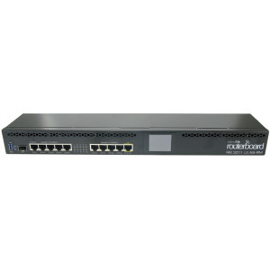  Mikrotik RouterBOARD 3011UiAS (RB3011UiAS-RM), Dual core 1.4GHz ARM CPU, 1GB RAM, 10xGbit LAN, 1xSFP port, RouterOS L5, 1U rackmount case, LCD panel