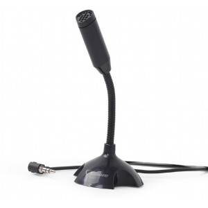 Gembird MIC-D-02 Desktop microphone with flexible gooseneck, Frequency: 100 Hz - 16 kHz, Sensitivity: - 62 +/- 3 db,  Voltage: 2...5 V, 3.5 mm audio plug, cable length 1.1 m, weight: 88 g, Black