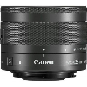 Prime Lens Canon EF-M 28 mm f/3.5 Macro STM, Lens 7/6, Angle of view 54*/37*/63*, Blades 7, Min aperture 22, Close focus to 0.15m, Max magnification (x) - 0.21, Accessories: Lens Cap E-43, Hood EW-43, Case LP811