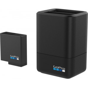 GoPro Dual Battery Charger + Battery (HERO5 Black)  - Conveniently charges 2xHERO5 Black camera batteries simultaneously. Includes a spare 1220mAh lithium-ion rechargeable battery for HERO5 Black. Compatible: HERO7 Black, HERO6 Black, HERO5 Black