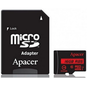 . 16GB MicroSD (Class 10) UHS-I (U1) +SD adapter, Apacer "AP16GMCSH10U5-R" (R/W:85/20MB/s)