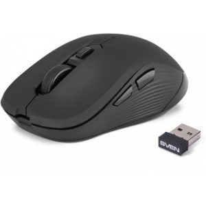 Mouse беспроводная SVEN RX-560SW, Optical, 800-1600 dpi, 6 buttons, Ergonomic, 1xAA, Black