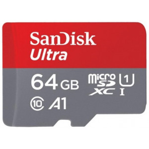 64GB microSD Class10 UHS-I A1 + SD adapter  SanDisk Ultra, 653x, Up to: 98MB/s