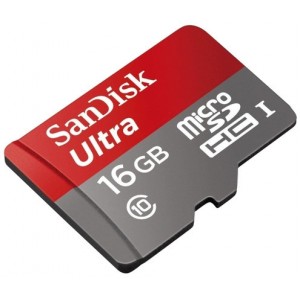 16GB microSD Class10 UHS-I + SD adapter  SanDisk Ultra, 300x, Up to: 48MB/s