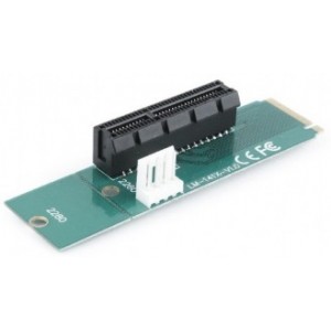 "PCI-Express  to M.2 adapter, Gembird RC-M.2-01 Allows to use internal PCI-Ex addon card in M.2slot
-  
   https://gembird.nl/item.aspx?id=9815"