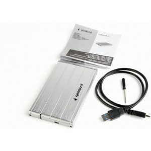 "2.5"" SATA HDD External Case miniUSB3.0 Aluminum Silver, up to 2TB of 7 - 9.5mm Gembird ""EE2-U3S-5-S""
-  
  https://gembird.nl/item.aspx?id=10266"