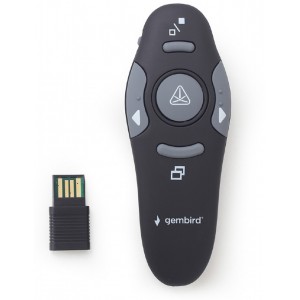 "Wireless presenter with laser pointer Gembird WP-L-01
-  
  https://gembird.nl/item.aspx?id=10268"