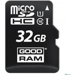 32GB GoodRAM micro SDHC Class10 UHS-I + SD adapter, Up to: 100MB/s