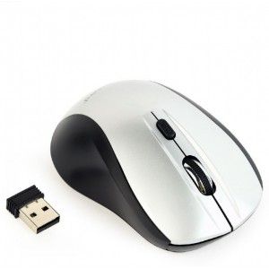 Gembird MUSW-4B-02-BS, Wireless Optical Mouse, 2.4GHz, 4-button, 800/1200/1600dpi selectable by the button, Nano Reciver, USB, Black/Silver