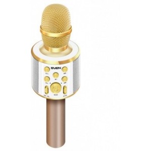 "Karaoke Microphone  SVEN ""MK-950"", White/Gold, Bluetooth, 6w, microSD, 1200mAh
- 
  http://www.sven.fi/ru/catalog/microphones/mk-950.htm"