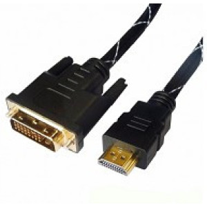  Cable HDMI-DVI - 1.5m - Brackton "Professional" DHD-BKR-0150.BS, 1.5 m, DVI-D cable 24+1 to HDMI 19pin, m/m, triple-shielded, better pastic plug, dual-link, nylon sleeve black/silver, golden contacts, 2 ferrits, dust caps