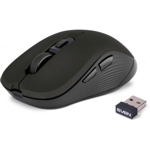 SVEN RX-560SW Wireless, Optical Mouse, 2.4GHz, Nano Receiver, 800/1200/1600dpi, 5+1(scroll wheel) Silent buttons, Switching DPI modes, Rubber scroll wheel, Back
