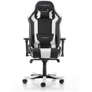 Gaming Chairs DXRacer - King GC-K06-NW-S3, Black/White/Black - PU leather & Carbon look PVC,Gamer weight up to 150kg/growth 160-195cm,Foam Density 54kg/m3,5-star Wide Alum Base,Gas Lift 4 Class,Recline 90*-135*,Armrests:4D,Pillow-2,Caster-3*PU,W-30kg