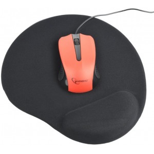 "Mouse Pad Gembird MP-GEL-BK, 240 ? 220 ? 4mm, Cloth, Gel wrist support, Black
- https://gembird.com/item.aspx?id=10113"