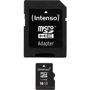 Карта памяти MicroSD 16GB INTENSO Class 10, SD adapter 4034303016136