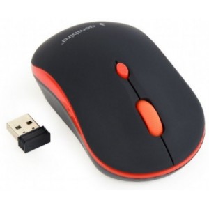Gembird MUSW-4B-03-R, Wireless Optical Mouse, 2.4GHz, 4-button, 800/1200/1600dpi, Nano Reciver, USB, Black/Red