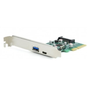 PCI-E Card - Gembird PEX-U31-01, 2-port USB 3.1 PCI-Express add-on card (type-A + type-C), with extra low-profile bracket