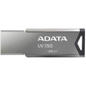  16GB USB3.1 Flash Drive ADATA "UV350", Silver, Metal Case, Slim Capless, Keychain (R/W:60/30MB/s)