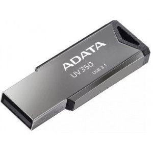  16GB USB3.1 Flash Drive ADATA "UV350", Silver, Metal Case, Slim Capless, Keychain (R/W:60/30MB/s)