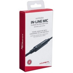 HYPERX In-Line Mic Cloud Alpha Edition, Compatible with Cloud Alpha, Single button for calls and media controls, Flexible Braided Cable