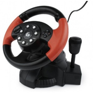Wheel Gembird STR-MV-02, 9"", 180 degree, Pedals, 2-axis, 12 buttons, Dual vibration, USB, for PC/PS2/PS3 