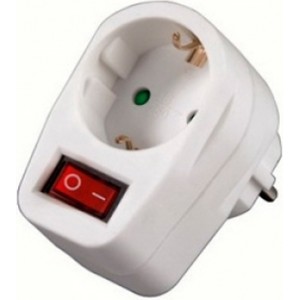 Hama 47640 1xSocket Adapter, switchable, white