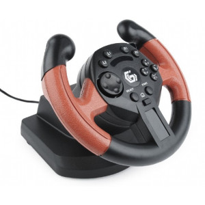 Игровой вибро-руль Gembird STR-UV-01, 8", 90 degree, Pedals, 2-axis, 12 buttons, Vibration feedback, USB, for PC/PS3 