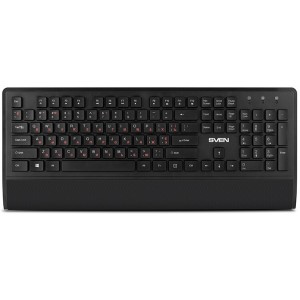 SVEN KB-C3800W, Wireless, Keyboard & Mouse & Mouse Pad, 2.4GHz, Multimedia Keyboard (104 keys, 12Fn-keys) + Mouse (5+1 keys (scroll wheel), 800/1200/1600dpi), Nano receiver, USB, Black