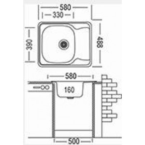 Кухонная мойка Montebella 580 x 480 мм