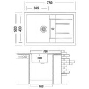 Кухонная мойка Montebella 780 x 500 мм
