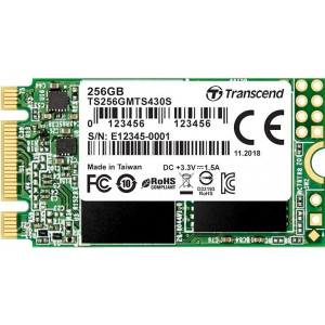 M.2 SATA SSD 256GB Transcend 430S, Interface: SATA III 6Gb/s, M.2 Type 2242 form factor, Sequential Reads 560 MB/s, Sequential Writes 500 MB/s, Max Random 4k Read 80,000 / Write 85,000 IOPS, 3D NAND flash, with DDR3 DRAM cache