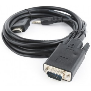 Adapter HDMI-VGA - Gembird A-HDMI-VGA-03-6, HDMI to VGA and audio adapter cable, single port, 1.8 m, black