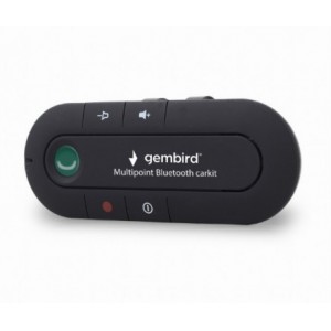 Gembird BTCC-03, Multipoint Bluetooth Carkit, Bluetooth v2.1+ EDR, talk time: up to 12 hours, Connect 2 mobile phones at once, Black