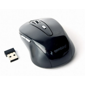 Gembird MUSW-6B-01, Wireless Optical Mouse, 2.4GHz, 6-button, 800/1200/1600dpi, Nano Reciver, USB, Black