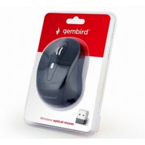 Gembird MUSW-6B-01, Wireless Optical Mouse, 2.4GHz, 6-button, 800/1200/1600dpi, Nano Reciver, USB, Black