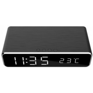 Gembird DAC-WPC-01 Digital alarm Clock with Wireless charging function, Black
