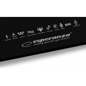 Bluetooth Scale ESPERANZA 8in1 EBS016K  Black, measurement:  body weight [kg], body fat content [%], water content in the body [%], muscle weight [kg], bone weight [kg], visceral fat index, body mass index (BMI), identification of the optimal calorie inta