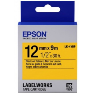 Tape Cartridge EPSON 12mm/9m, Pastel Blk/Yell, LK4YBP C53S654008
