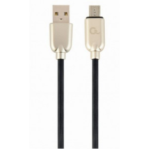 Blister MicroUSB/USB2.0, 2.0 m, Cablexpert Premium Rubber Black, CC-USB2R-AMmBM-2M