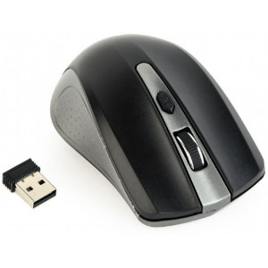 Wireless Mouse Gembird MUSW-4B-04-GB Optical 800-1600 dpi 4 buttons, Ambidextrous, 2xAAA, Black/Grey