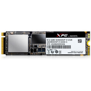 M.2 NVMe SSD 512GB  ADATA XPG SX6000 PRO, PCIe3.0 x4 / NVMe1.3, M2 Type 2280 , Read: 2100 MB/s, Write: 1500 MB/s, Controller Realtek, 2nd gen 3D TLC NAND,  ASX6000PNP-512GT-C