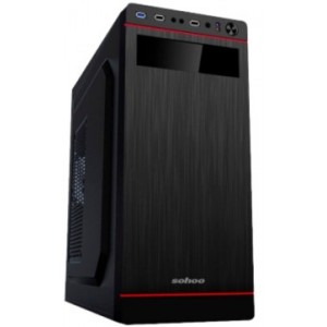 Sohoo 5907BR  ATX Case, (500W, 24 pin, 2xSATA, 2xMolex, 12cm fan), 2xUSB2.0 / HD Audio, Black-Red